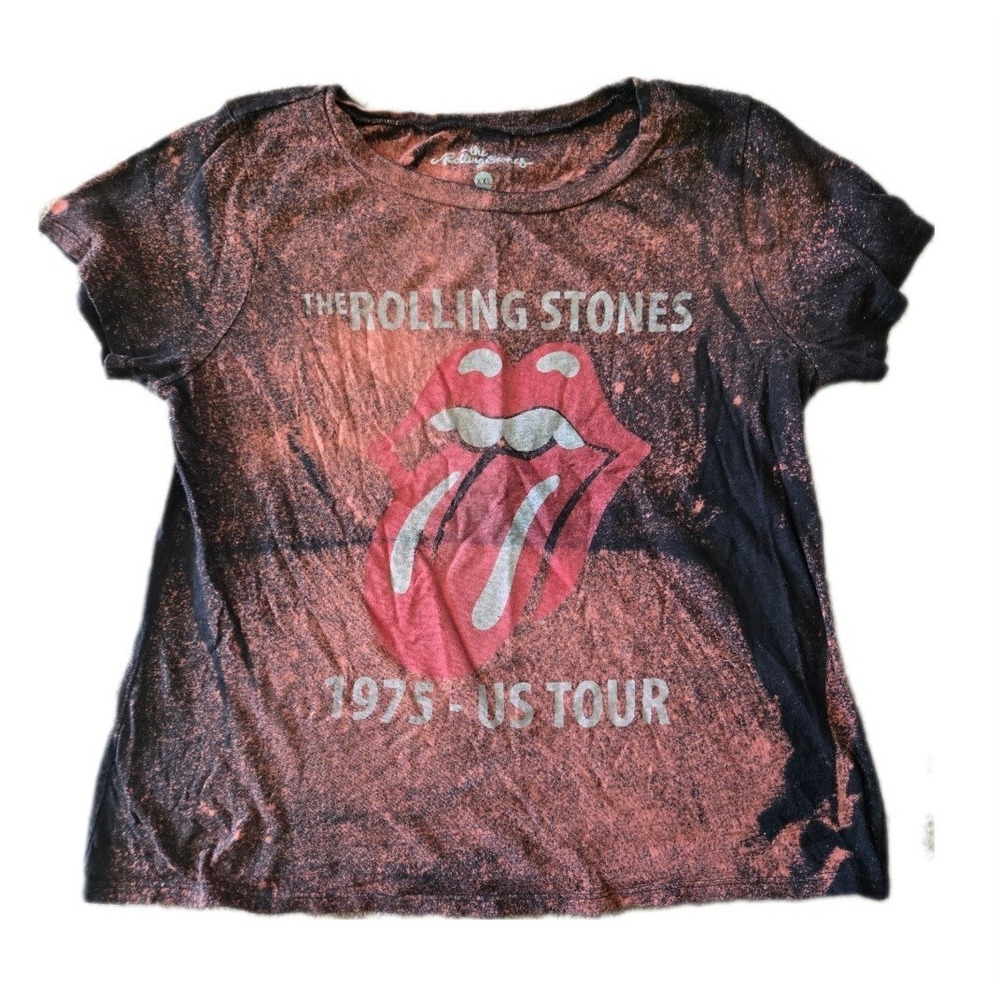 Vintage Rolling Stones North American Tour 1975 Short Sleeve‎ Black T Shirt